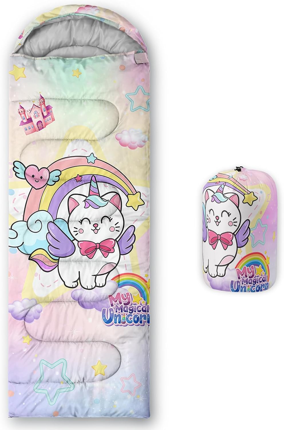 Camping Sleeping Bags,3 Season Warm & Cool Weather,Lightweight,Waterproof Sleeping Bags for Adults & Kids,Traveling,and Outdoors,Camping Gear Equipment Cute Unicorn 5 Standard