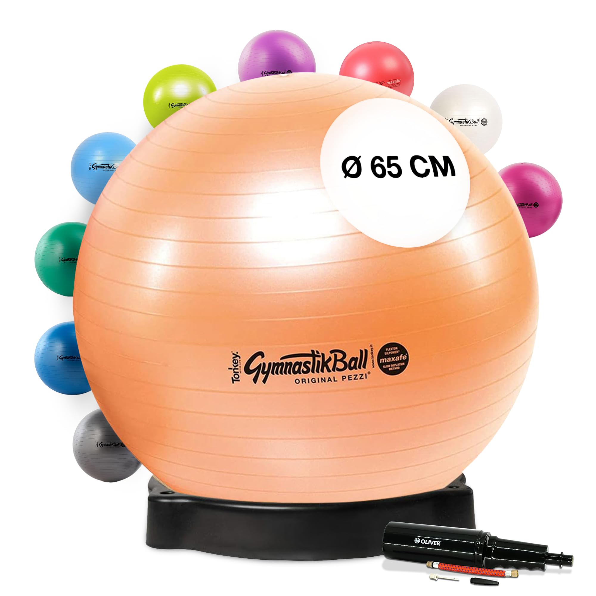 Original Pezziball MAXAFE 65 cm Kupfer m. Ballschale & Pumpe Gymnastikball