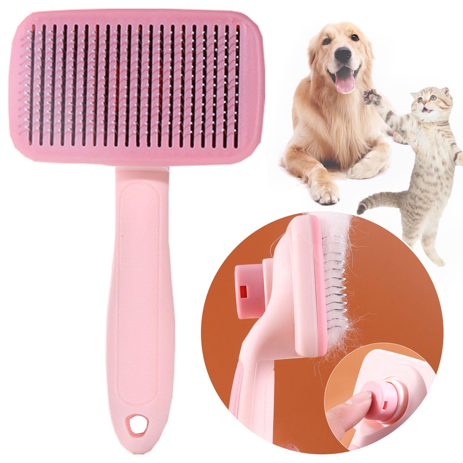 Dog Brush Cat Brush Grooming Comb, Self Cleaning Slicker Dog Brush