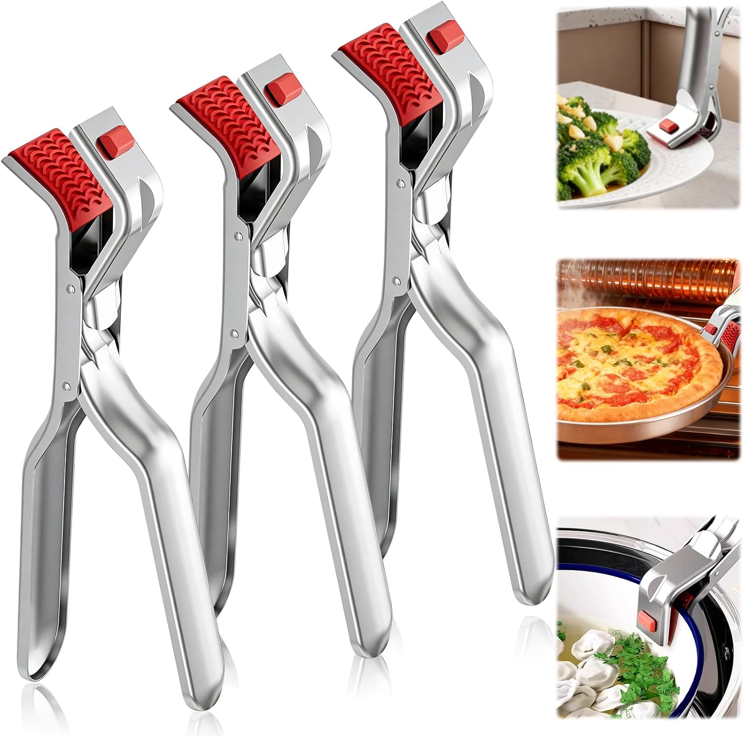 3PCS Hot Plate Grippers,anti scald bowl Stainless Steel holder clip,non-slip hot plate gripper tongs,multi-function anti-scald bowl clip,For Microwave, Toaster, Air Fryer, Ove