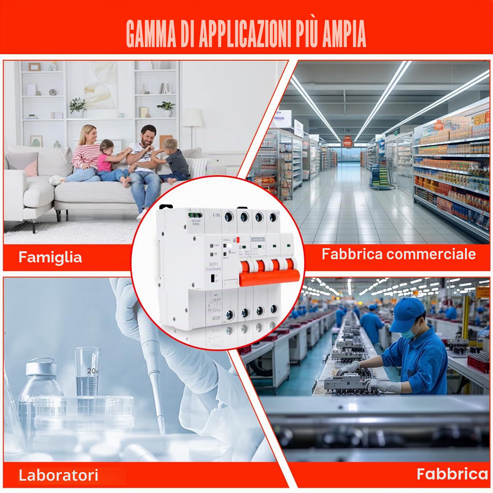 Jadeshay Interruttore Magnetotermico 63A WiFi Salvavita con Riarmo Automatico WiFi Controllo Remoto Tramite APP Tuya sul Cellulare con Timer Protezione Sovratensione Sottotensione e Sovraccarico