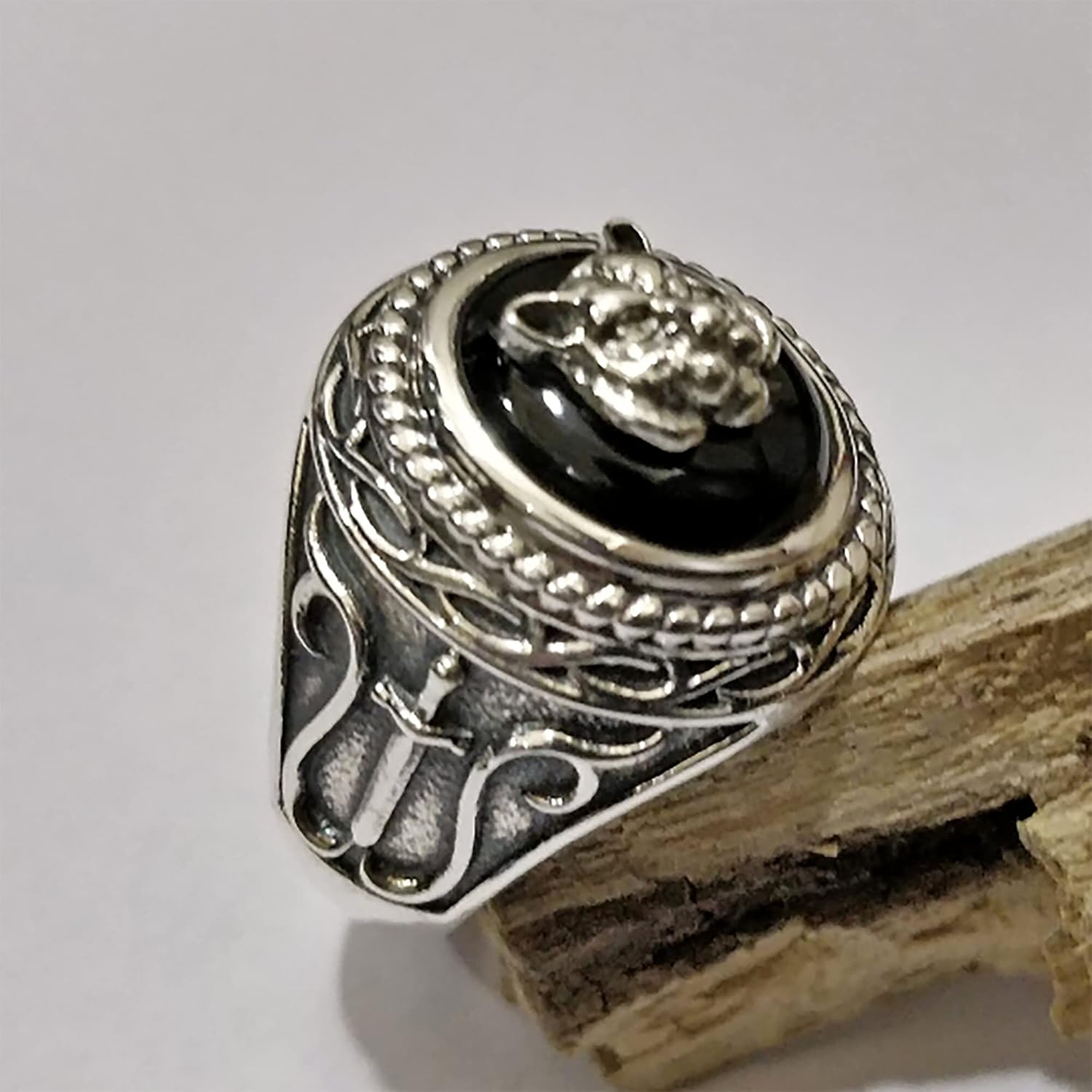 Captain Hector Barbossa Ring, Solid 925 Sterling Silver Ring, NATURAL Black ONYX Gemstone, The Pirates of the Caribbean Ring, Gift for Him, Kohi Ring, UNISEX Ring