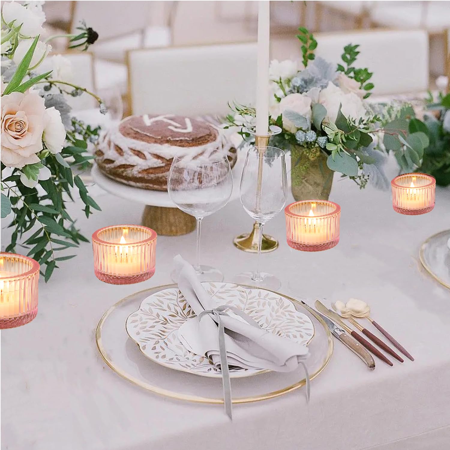 Sunnyfuture 6 Portacandele Votivi In Vetro Rosa – 6,9 Cm – Per Matrimoni, Centrotavola, Decorazioni Casa