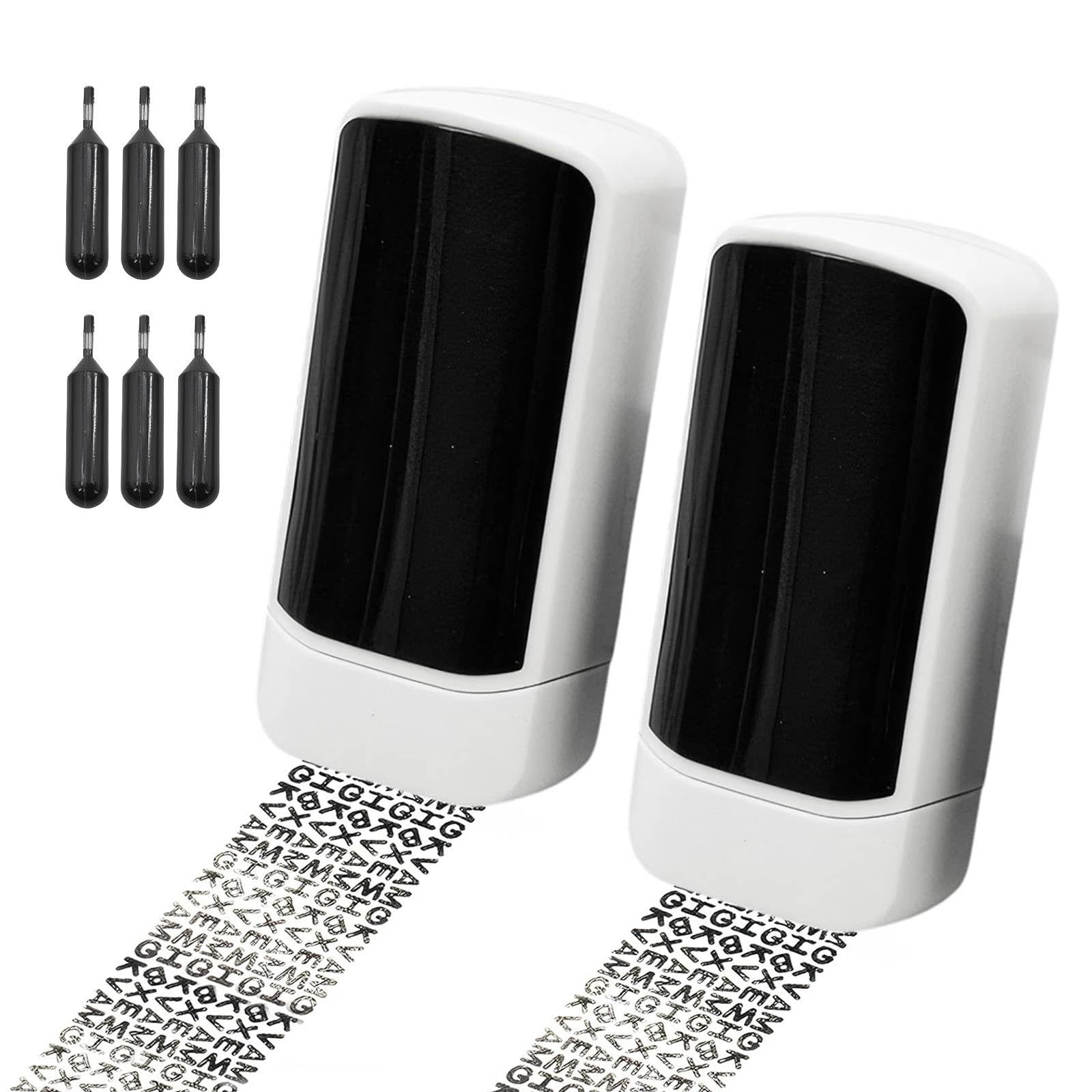 Data Defender Roller Stamp Set,2 Pcs Address Blocker Stamp with 6 Ink Refills,Identity Theft Protection Roller Stamps,Confidential Roller Stamps for Data Privacy Safety on Parcels,Document