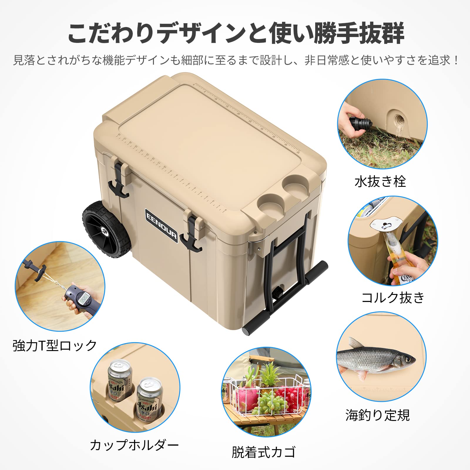 Amazon.co.jp: EENOUR 車載冷蔵庫 CA55 回転成形プロセス -20℃~10℃ 2室 