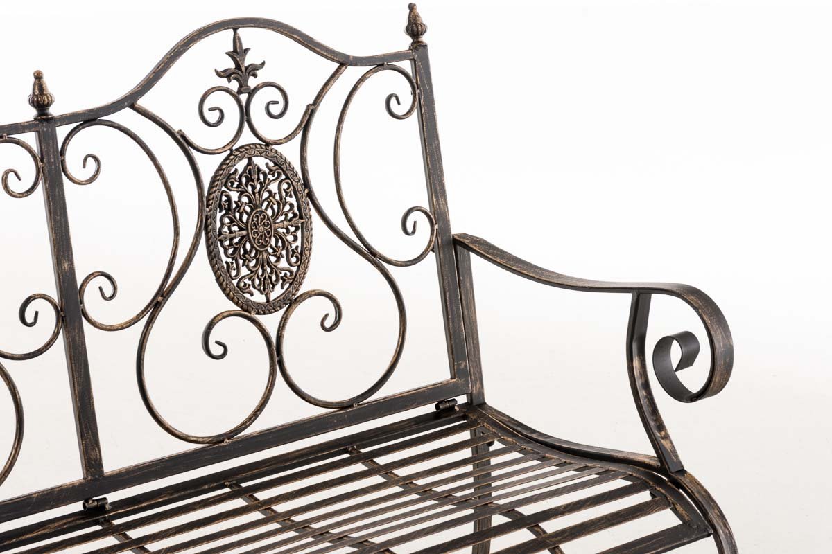 Banc de Jardin Punjab en Fer Forgé - Banc d'Extérieur 2-3 Places - Banc de Jardin avec Accoudoirs et Dossier - Différentes Couleurs au Cho, Couleurs:Marron Clair