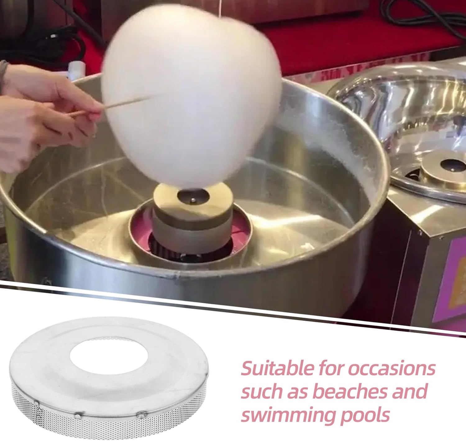 Zerodeko Cotton Candy Machine Cover Stainless Steel Mesh Sugar Dispenser Cover Cotton Candy Mesh Screen for Commercial Floss Maker 10.2cm