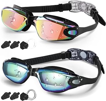 COOLOO Swim Goggles, 2 Pack Goggles Swimming Adult for Women Men Youth Kids