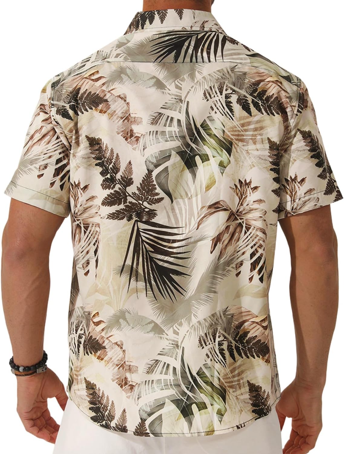 Men Hawaiian Shirt Floral Print Casual Short Sleeve Button Down Shirt Tropical Vacation Beach Tops - Image 3