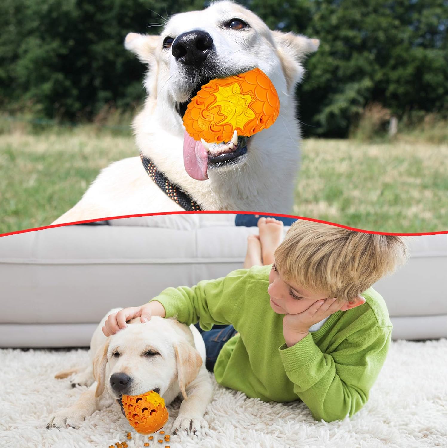 M.C.works Dragon Egg Dog Toy for Aggressive Chewers Large Breeds Indestructible Dog Toys Tough Dog Toys for Medium Large Dogs Puppy Toys 900 Lbs Pull Tension Orange - Image 3