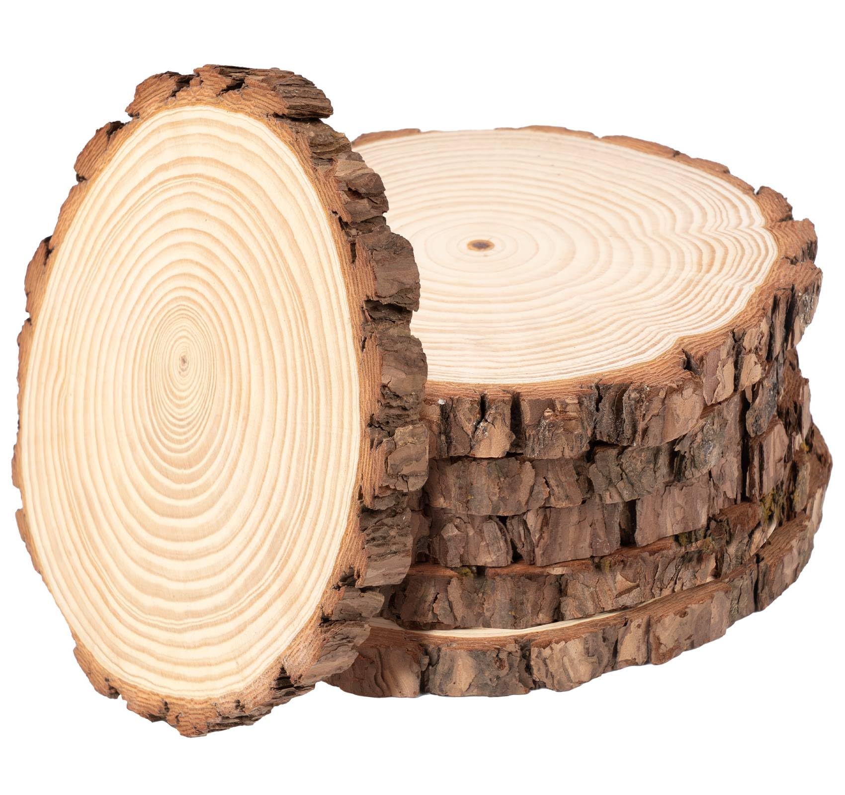 Holzscheiben 12 Stück, Baumscheiben 20-22cm, Naturholz Kiefer ohne Loch 2cm Dicke, Runde Holzplatten zum Basteln, DIY Deko für Hochzeit Weihnachten Tischdekoration