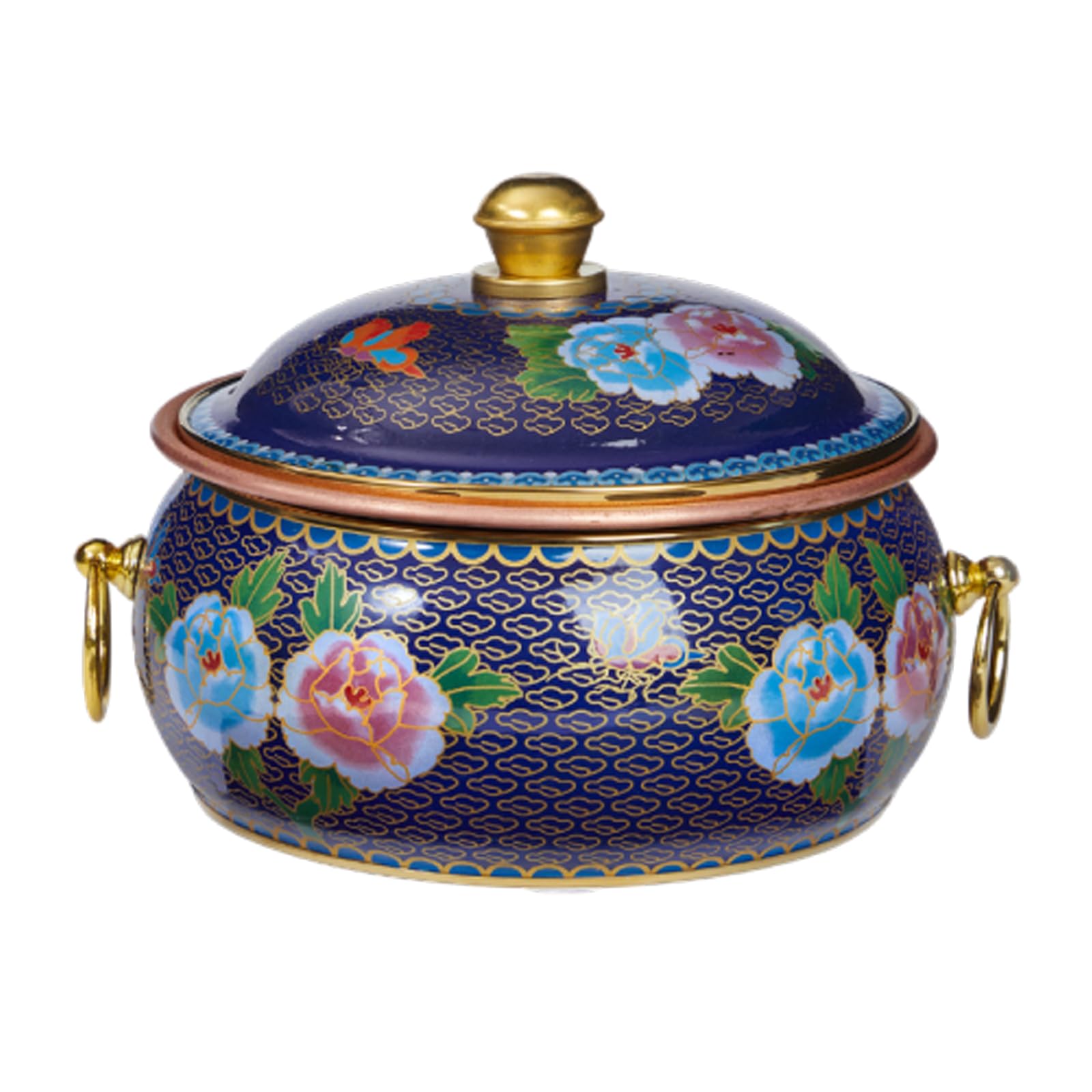 asdchZen Hot Pot Beijing Chinese Copper Chafing Dishes Single Person Small Copper Potshabu Shabu Pot Cloisonne Hot Pot,H,A
