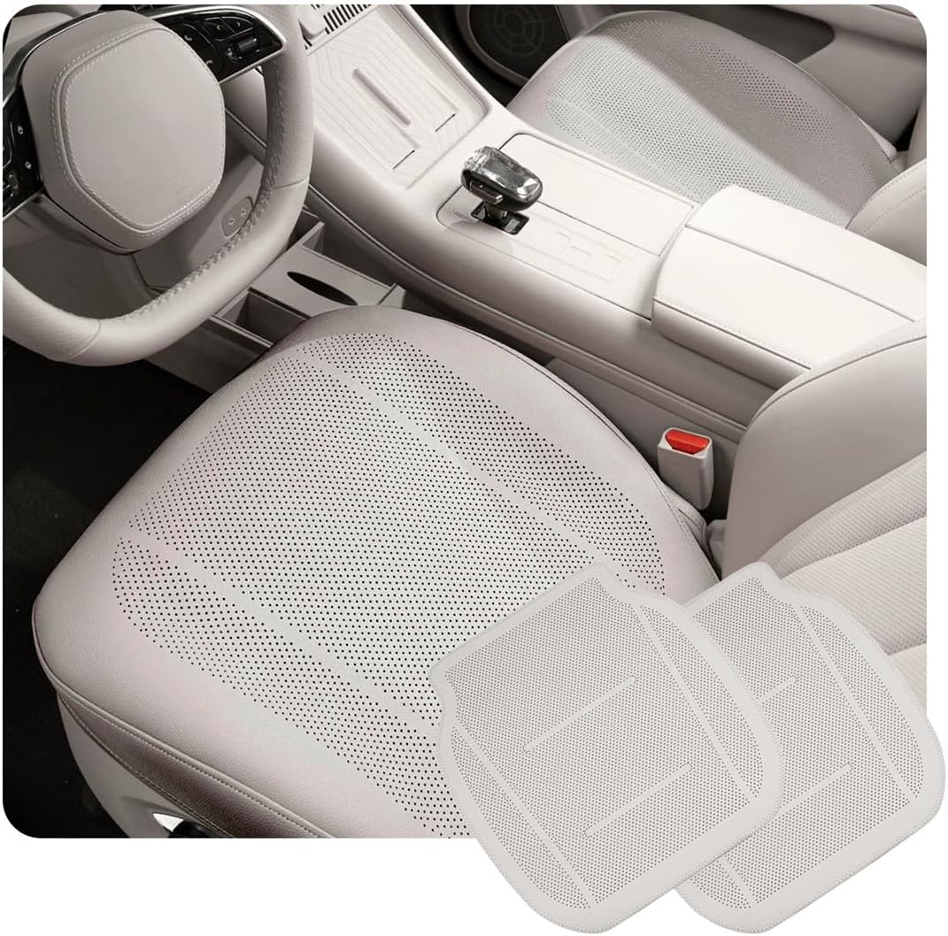 ontto 2 PCS Car Seat Cushions Front Seat Bottom Cushion Mat Cover,Universal Seat Pad Perforated PU Leather,Ventilated Car Seat Protector,Auto Interior for Sedan SUV Truck Home Office Chair,White