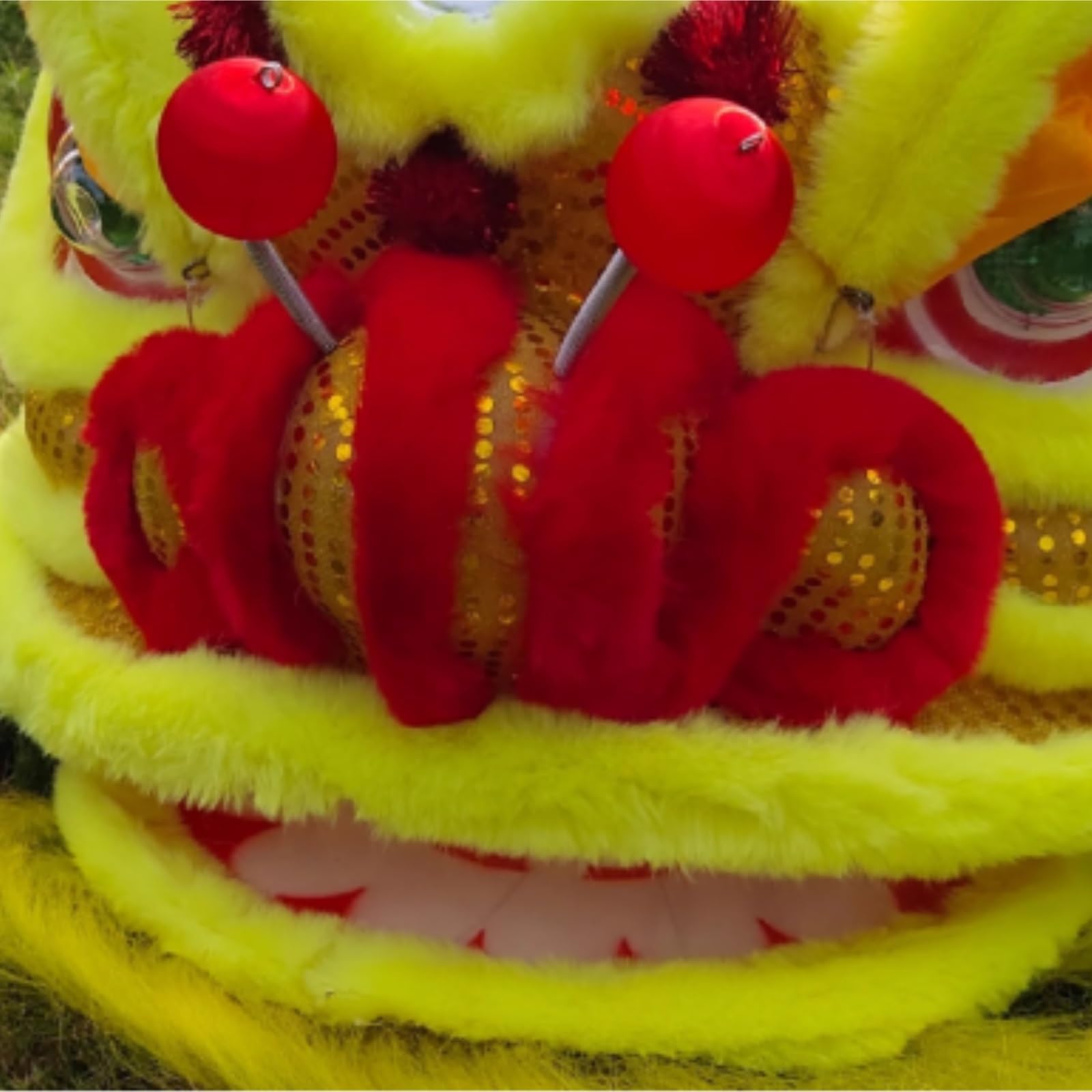 Drago Cinese per Feste Testa di Danza del Leone Cinese Drago Arte Popolare Tradizionale Spettacolo in Costume della Feste Cinesi in Italia(Yellow)