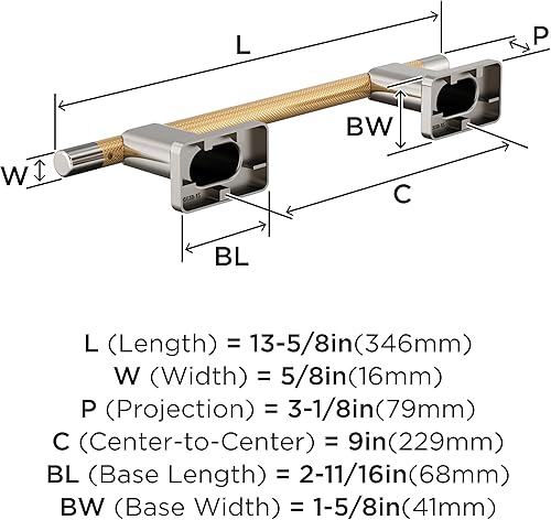 Vista 178 de Amerock BH26615PNBBZ Toallero de níquel pulido/champán dorado Toallero de 24 pulgadas (24.016 in) Esquire Toallero de baño Accesorios