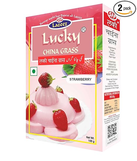 Lucky China Grass (Strawberry Flavour) 100g. [Pack of 2]