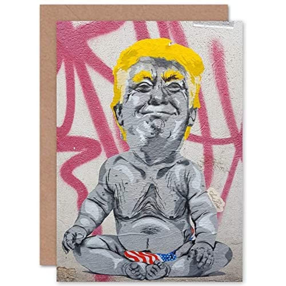 Artery8 Baby Trump Graffiti Greeting Card - Grey