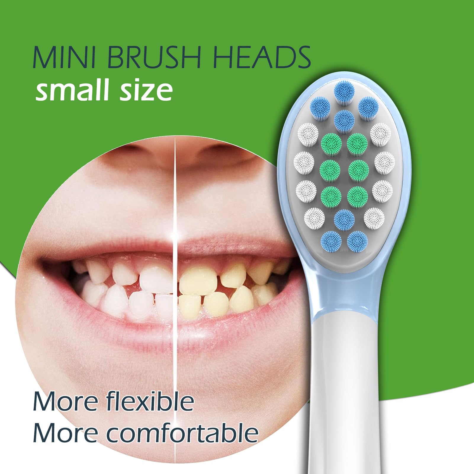 Mini cabezales de cepillo de dientes para niños compatibles con Philips Sonicare para niños, HX6351, HX6321, HX6032, HX6042 (cabezales de cepillo de repuesto con cubierta), cuidado suave de