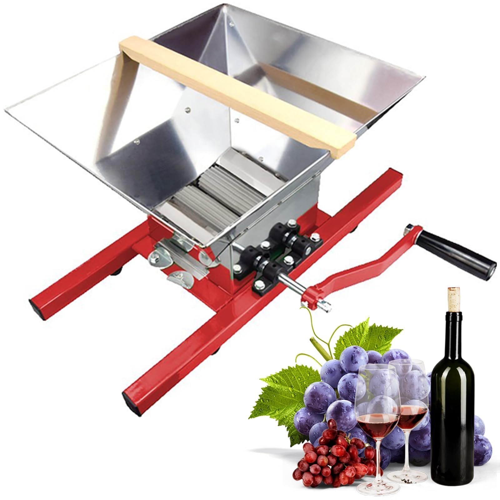 FHRKA Crusher, 7l Manual Grape Grinder, Fruit Stainless Steel Wine Crusher Grinder, Homemade Cider Crusher,Scratter Pulper for Fruits (Grape Crusher)