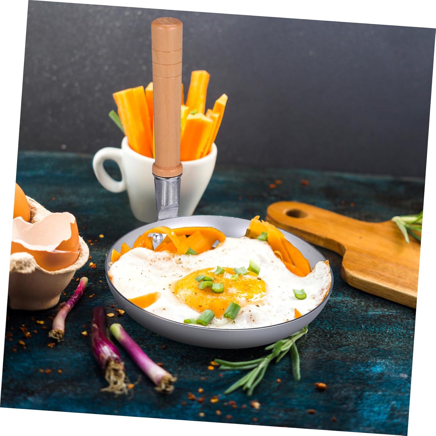 Alipis Nonstick Japanese Tamagoyaki Pan Cooking Oyakodon Egg Pan Vertical Handle Sturdy Wood Stainless Steel for Home Kitchen