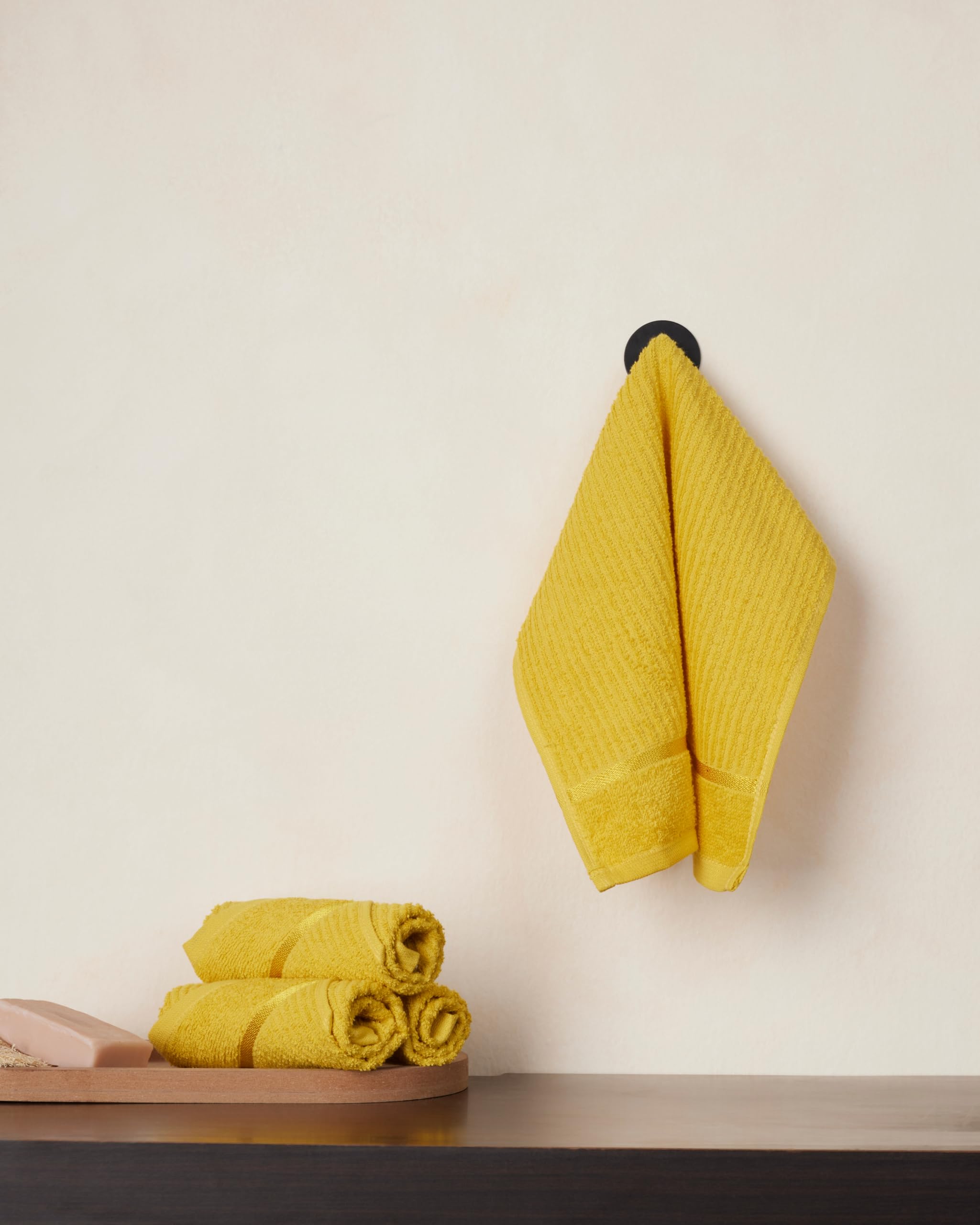 Himeya Face Towels Large Size for Men & Women | 100% Cotton Face Towels | 300 GSM Soft & Absorbent Bathroom Towels | Quick Dry Face Cloth Towels | 30 x 30 cm | Amber Yellow | Pack of 4-image-35