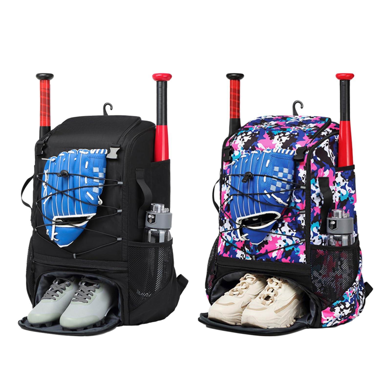 SANWOOD Mochila de béisbol y sóftbol, estructura de tela Oxford, bolsa de equipo de bate de béisbol, espacioso compartimento independiente y diseño de cremallera duradero para adultos y adolescentes