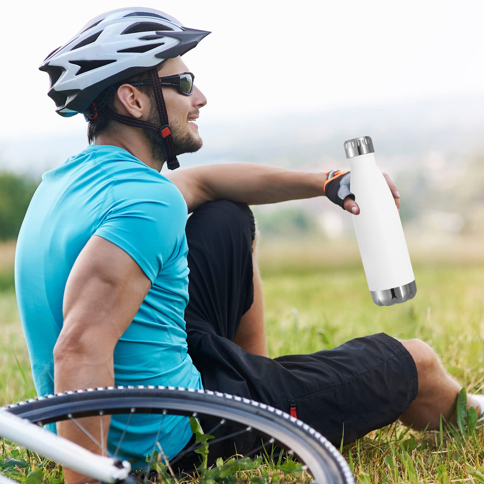 VEGOND 17oz Stainless Steel Water Bottles Bulk, Reusable Metal Sports Bottle Keeps Drink Hot and Cold, BPA Free Double Wall Vacuum Insulated Cola Shape Bottles for Camping, Gym, 4 Pack