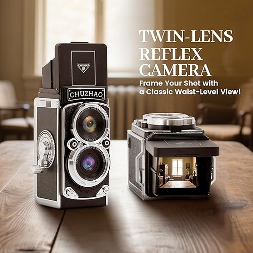 Miniatura 6 de CHUZHAO Mini cámara digital vintage, cámara retro portátil TLR Point and Shoot con video de 1080P, fotos de 12MP, tarjeta de 16 GB, batería de 1000