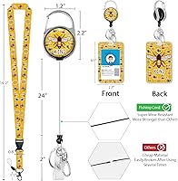 Vista 137 de Giancomics Black ID Badge Holder with Lanyard, Lanyards for ID Badges with Badge Reel Retractable Heavy Duty, Lanyard with ID Holder Keychain Clip