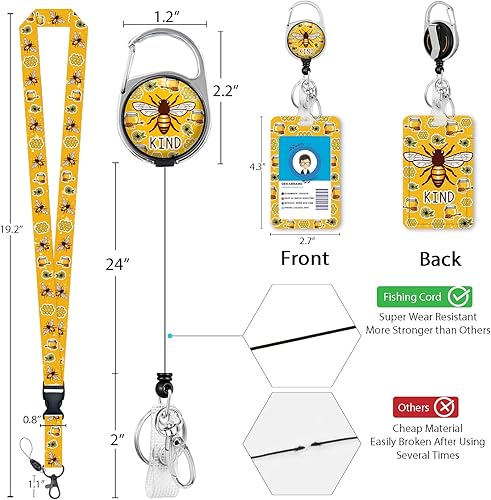 Miniatura 137 de Giancomics Black ID Badge Holder with Lanyard, Lanyards for ID Badges with Badge Reel Retractable Heavy Duty, Lanyard with ID Holder Keychain Clip