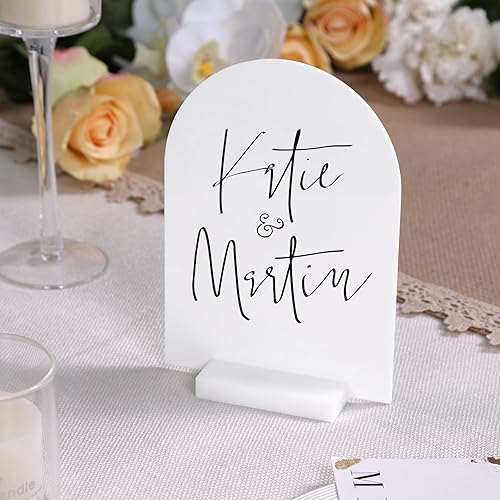 Miniatura 75 de UNIQOOO Paquete de 10 letreros de mesa de acrílico esmerilado de 8 x 10 pulgadas para boda con soportes, 1/8 pulgadas de grosor, hoja de letrero