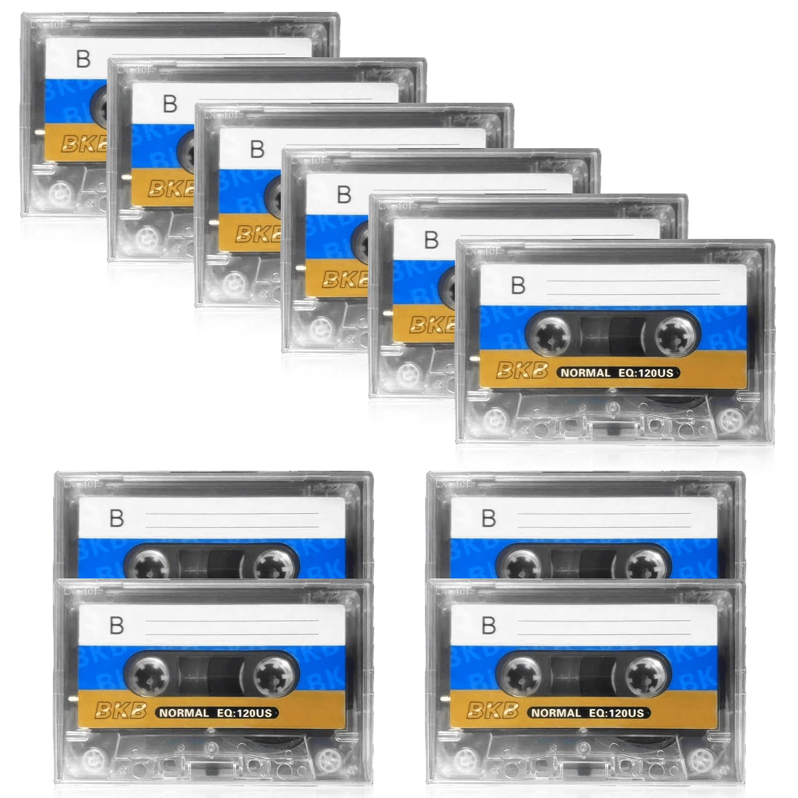 10 cassette audio vuote: cassette da 90 minuti, basso rumore e alte prestazioni, custodia in plastica trasparente per seminari, conferenze e registrazioni quotidiane.