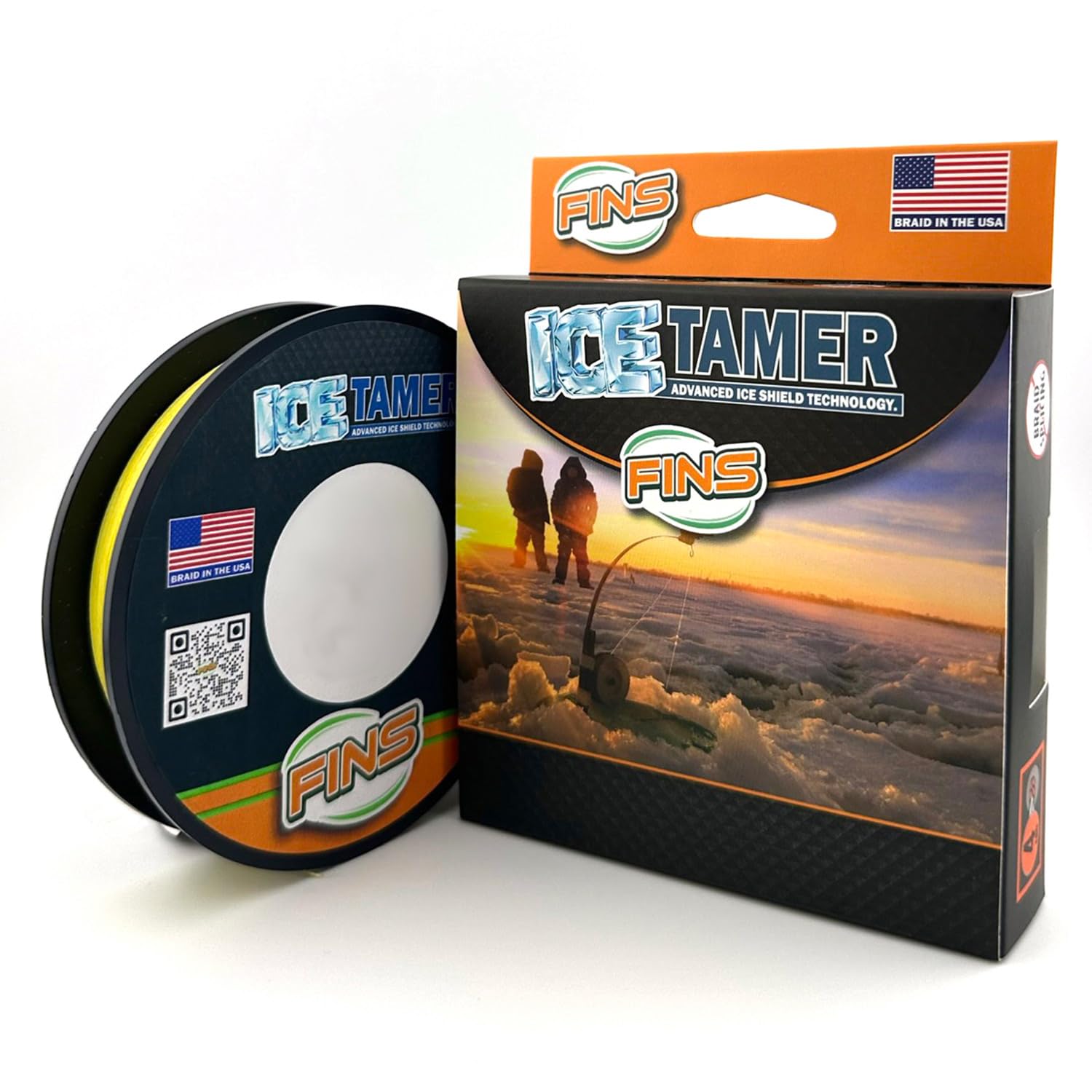 FINSIcetamer Ice Fishing Braid - USA Made - Zero Water Absorption, Sub-Zero Performance, No Icing Issues, High Knot-Strength, Micro Diameter, Round Profile