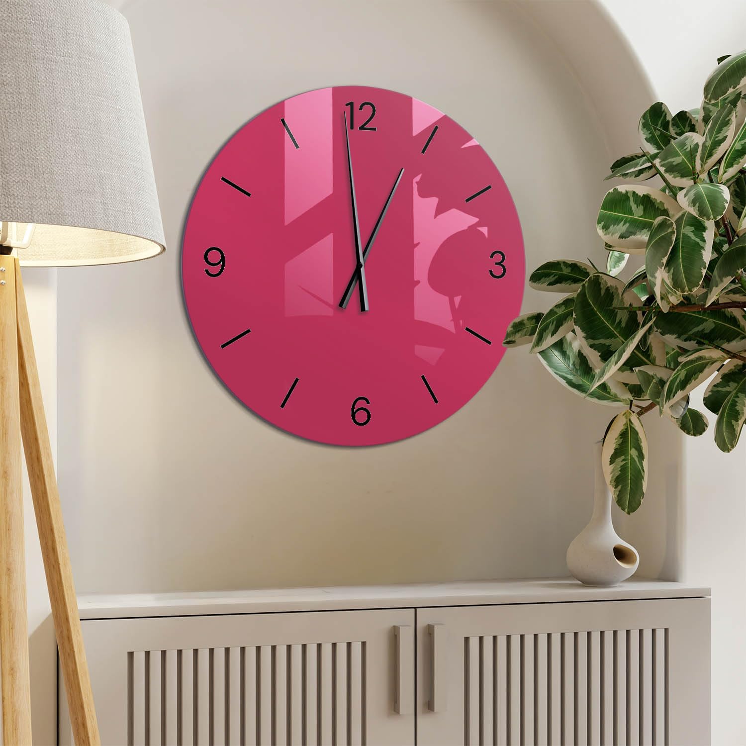 Horloge Décorative en Verre Ø 60 cm | Aiguilles Noires | Ronde