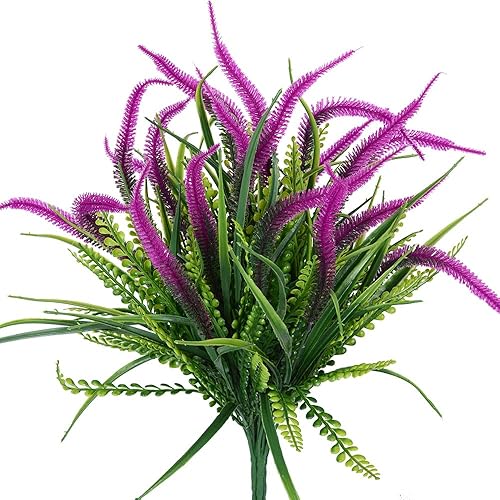 HANDIC 8pcs Artificial Flowers for Outdoor Fake Flowers Plants Plastic Flowers for Outdoor UV Resistant Faux Flower (Red)