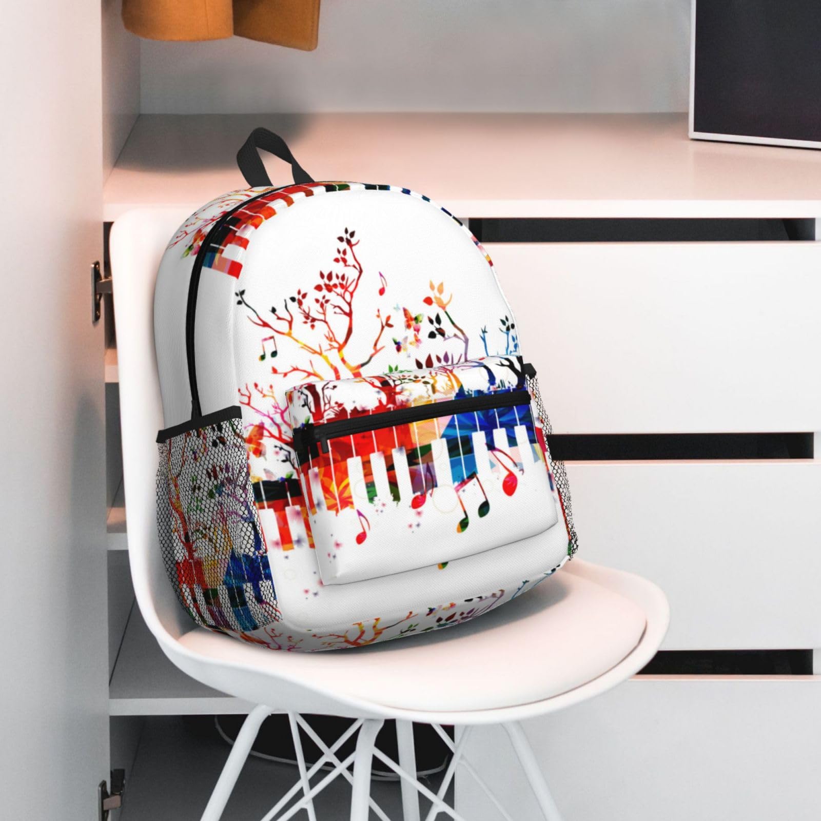 Colorful tastiera pianoforte nota musicale stampato zaino casual leggero borsa da viaggio zaino