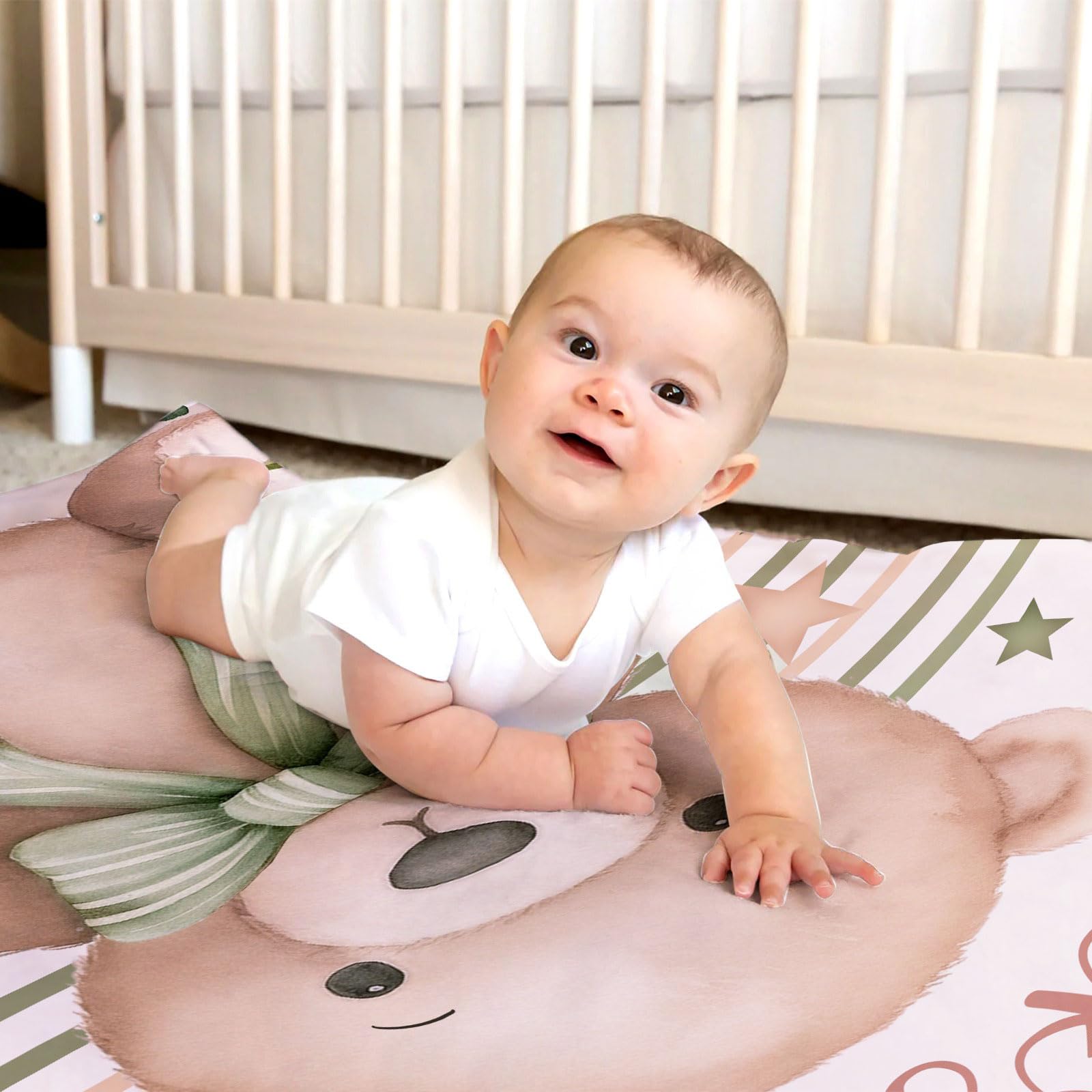 Coperta Neonato Mussola Cotone E Pile - 75x100cm Unisex Per Culla E Passeggino - Foto 3