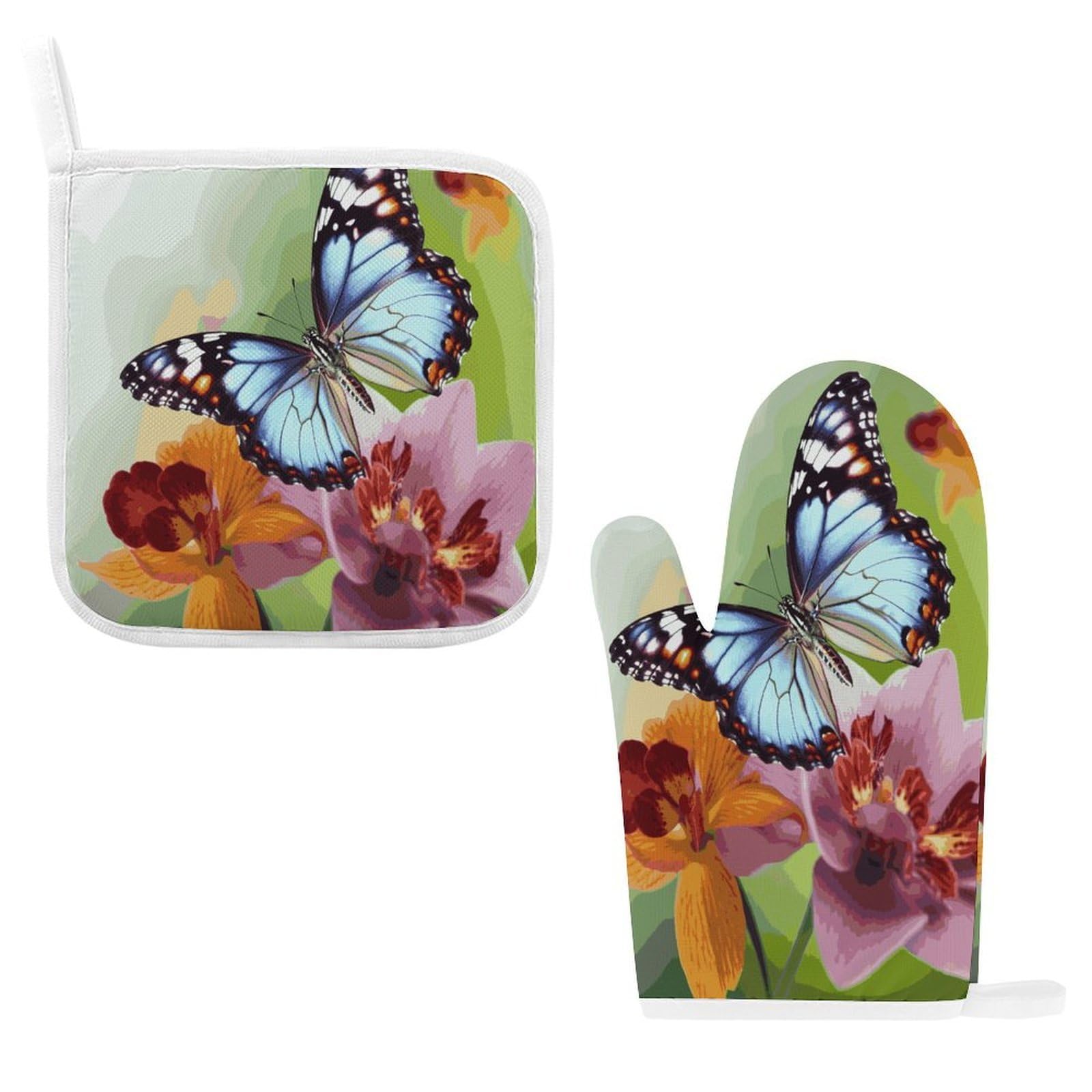 Fodpand Style Flower Butterfly Oven Mitts And Pot Holders Sets
