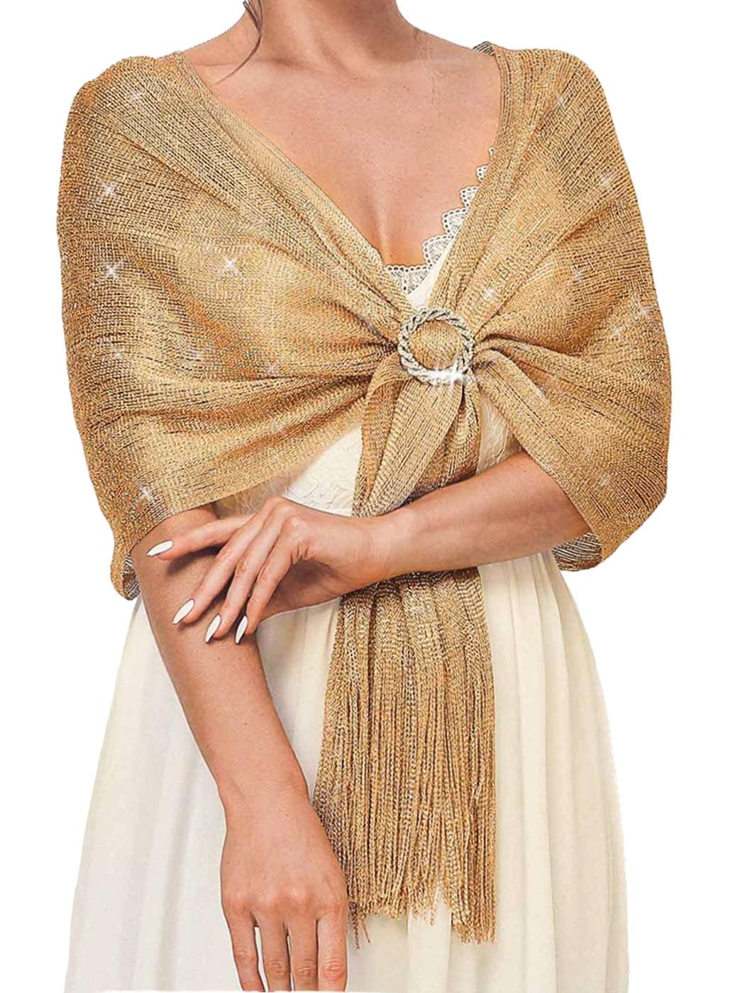 AukmlaShawls and Wraps for Evening Dresses Party Scarf with Crystal Buckle Weddings Accessories for Bride and Bridesmaids