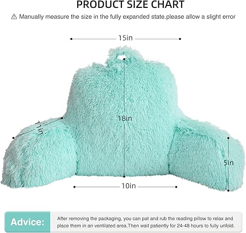 Miniatura 3 de Aimuan Almohada de lectura para descansar en la cama con brazos, cojín de piel de conejo para adultos y adolescentes, inclinación para descansar