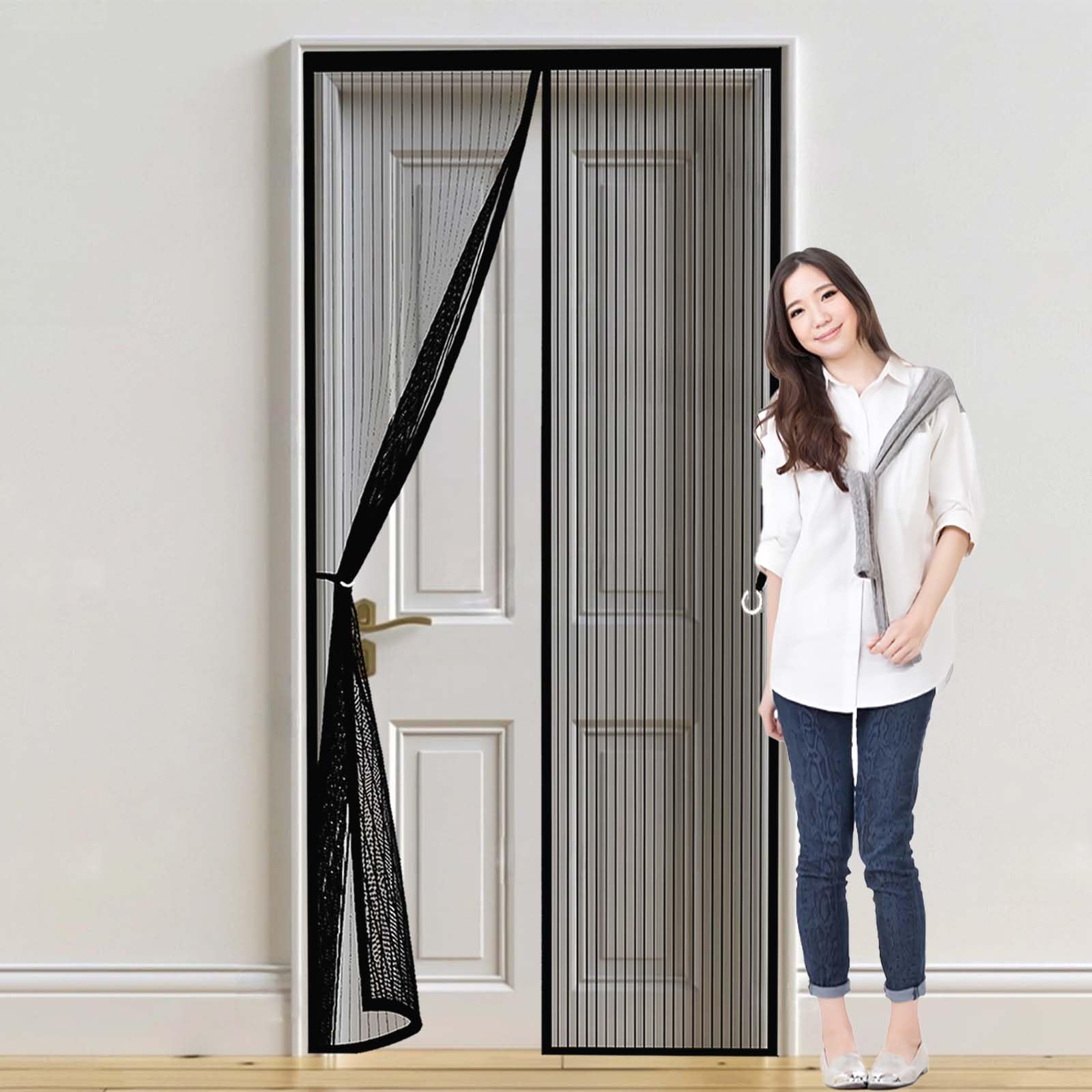 Feijdon Black Fly Screens For Doors 130X195cm(Widthxhigh) Durable, Keeps Bugs Out, Kid And Pet Friendly Screen Doors With Magnets Hundreds Of Sizes, Lets Fresh Air In,
