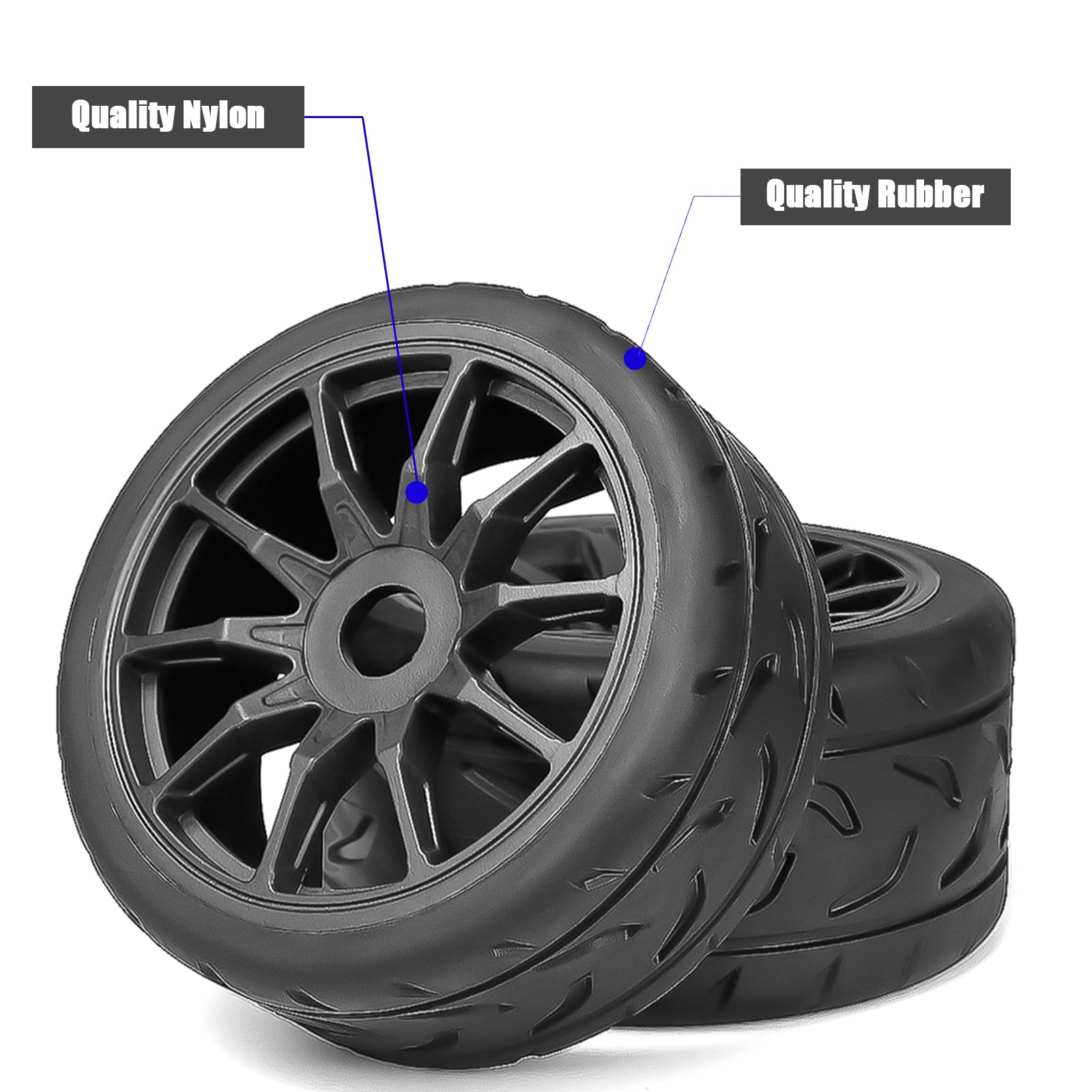 RcThjia On Road Tire Tyre 17mm Wheel Rims for Arrma 1/7 Infraction Limitless Felony FS Racing Model GT RC Car Upgrade On Road Tyre 4Pcs One Set(2 Big 2 Small) - Image 3