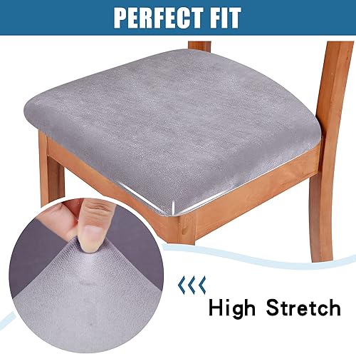 Miniatura 4 de Smiry - Originales fundas para asiento de silla de comedor, de terciopelo, con lazos, desmontables, lavables, elásticas, protectoras