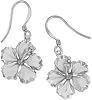 Sterling Silver 5/8 Inch Hibiscus Dangle Earrings