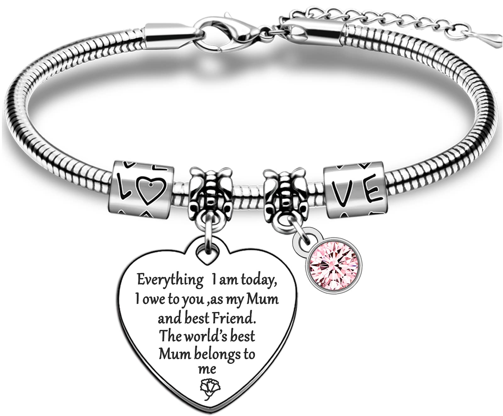 TTOVEN Braccialetto, Braccialetti, Bracciale per la festa della mamma, idea regalo per la mamma, Misura unica, Acciaio inossidabile