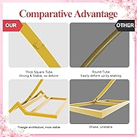 Vista 3 de Putros Soporte de telón de fondo redondo dorado de 8 pies, marco de arco de globos de metal, arco de boda para ceremonia, fiesta de cumpleaños