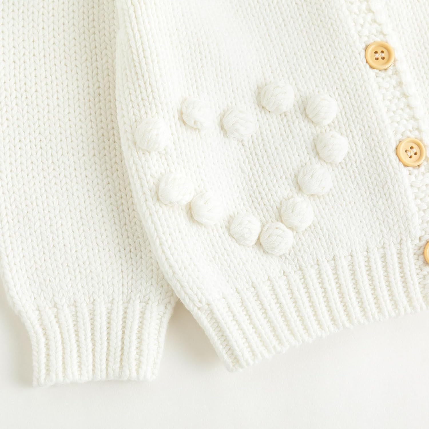 Simplee kids Baby Girl Knit Cardigan Sweater Cream Cotton Autumn Coat - Image 6
