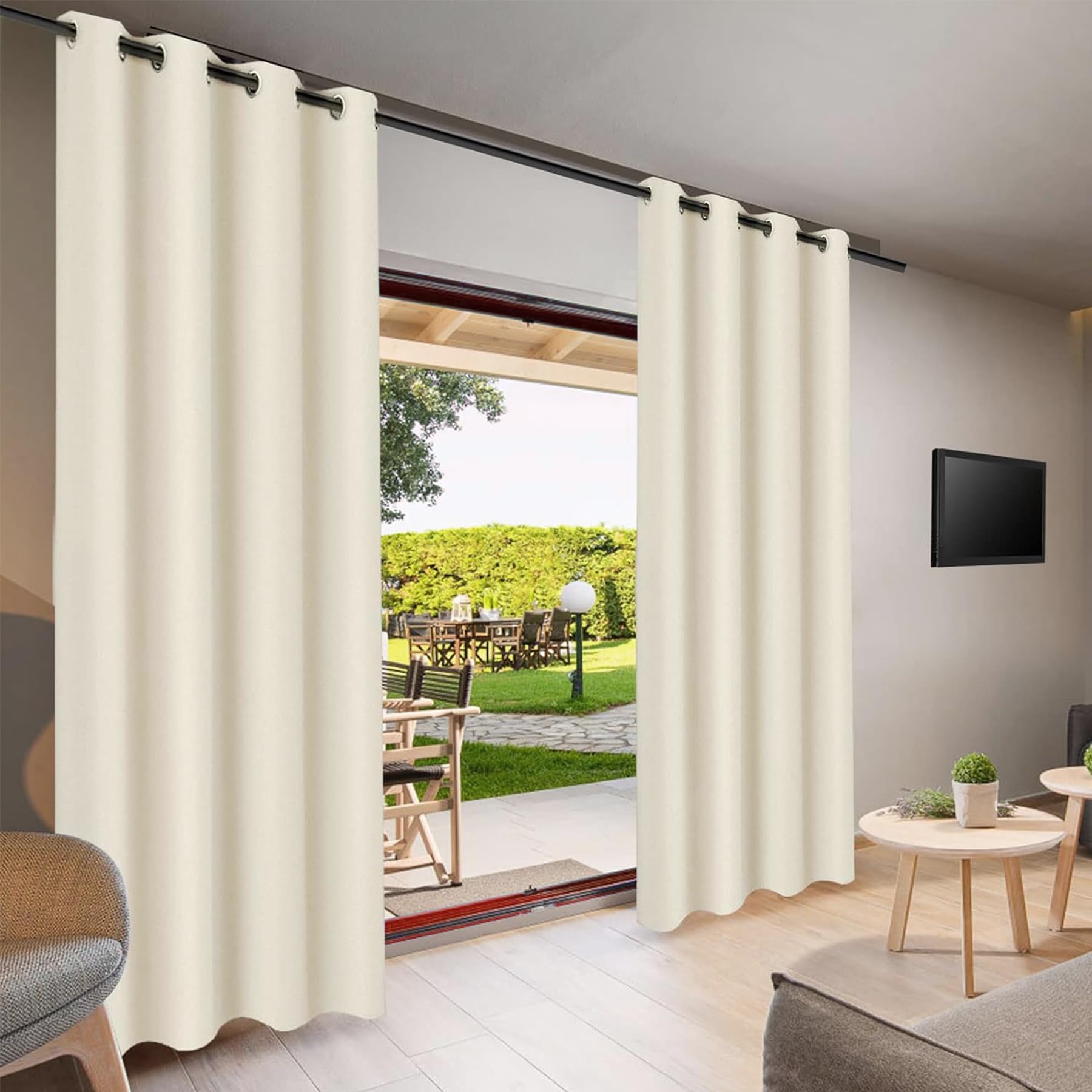 Panels Outdoor Curtains for Garden 1pc Double Grommets(Top and Bottom), Gazebo Blackout - Image 2