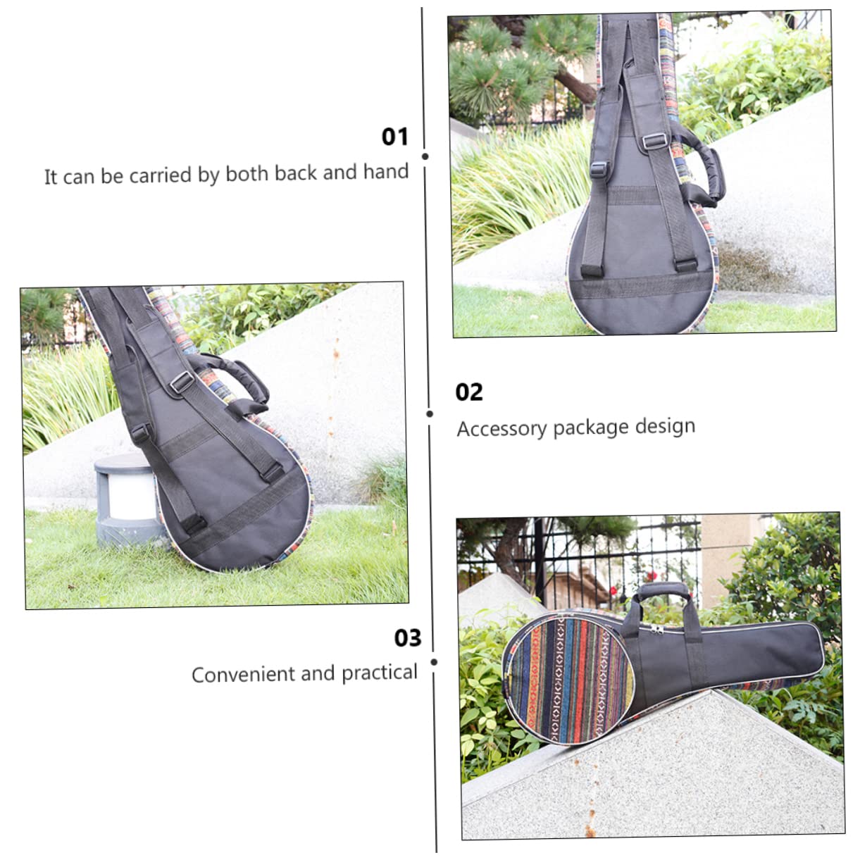 Mandolinentasche mit Bequemem Tragegriff aus Oxford Gewebe im Nationalstil und Praktische Instrumentenaufbewahrung Gepolstert und Robust für Reisen