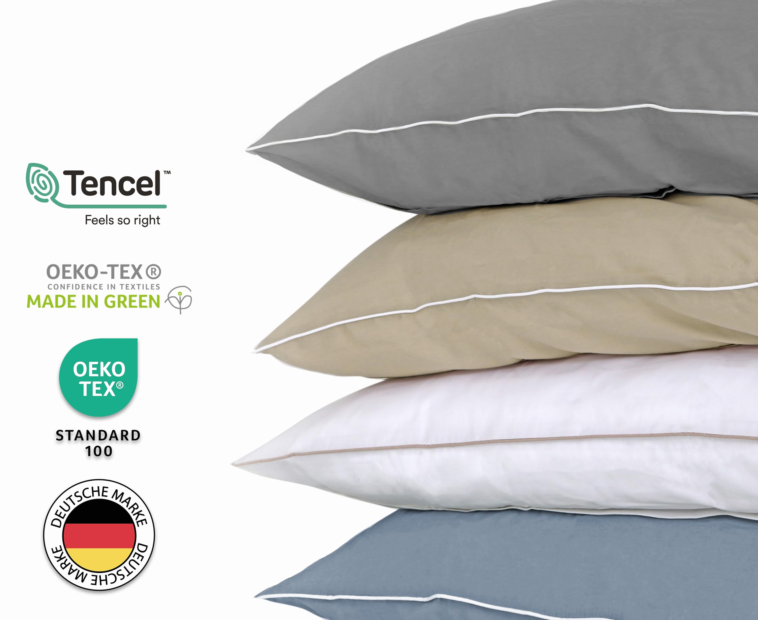 jilda-tex Luxus Perkal Premium-Bettwäsche aus Eukalyptus 100% Lyocell Tencel™ Piping Zertifiziert nachhaltig (Blau, 2 TLG. 135x200cm / 80x80cm)